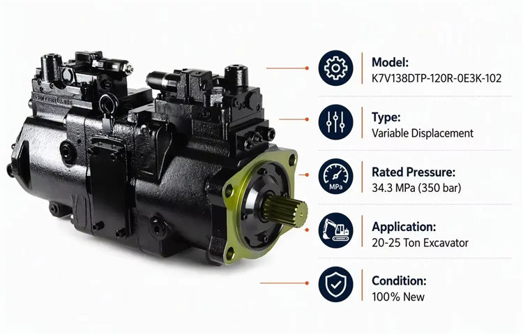 K7V138DTP-120R-0E3K-102 Hydraulic Main Piston Pump Assembly for 20-25 Ton Excavator Replacement Excavator Spare Parts2 K7V138DTP-120R-0E3K-102 Hydraulic Main Piston Pump Assembly for 20-25 Ton Excavator Replacement Excavator Spare Parts2